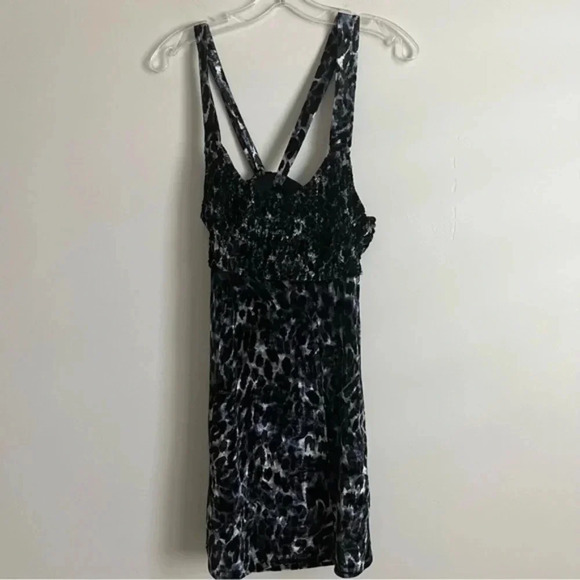 FREE PEOPLE Blue Virgo Moon Velvet Leopard Mini Dress - Picture 5 of 8
